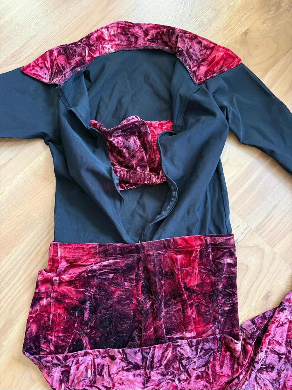Sparkly Crushed Velvet and Mesh Zippered Jumpsuit